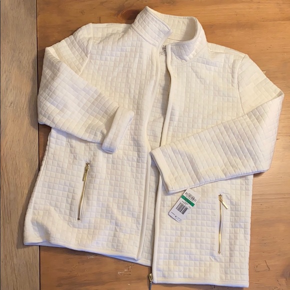 Karen Scott Jackets & Blazers - NWT Karen Scott Jacket Quilted White and Gold Coat